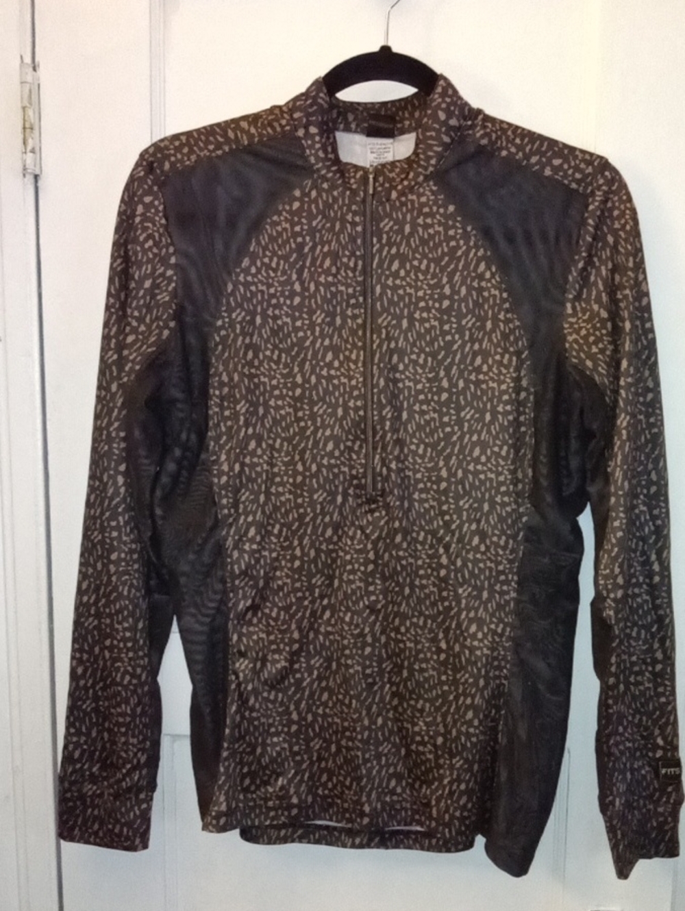 Brown Patterned Quarter-Zip Jacket